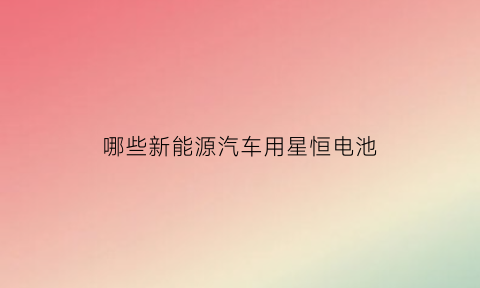 哪些新能源汽车用星恒电池