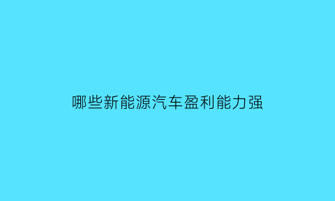 哪些新能源汽车盈利能力强