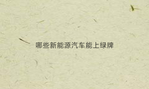 哪些新能源汽车能上绿牌(什么车可以上新能源牌照看完你全都明白了)