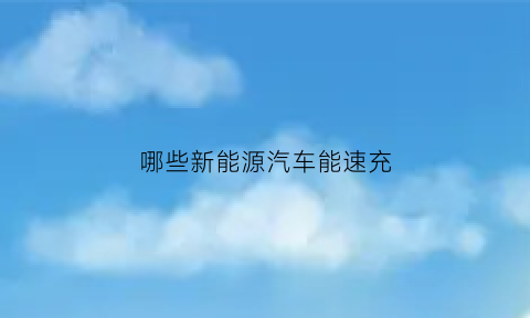 哪些新能源汽车能速充