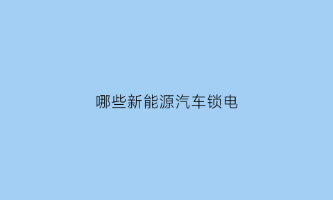 哪些新能源汽车锁电(新能源汽车怎么锁门)