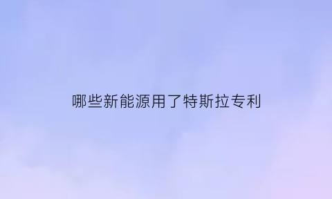 哪些新能源用了特斯拉专利