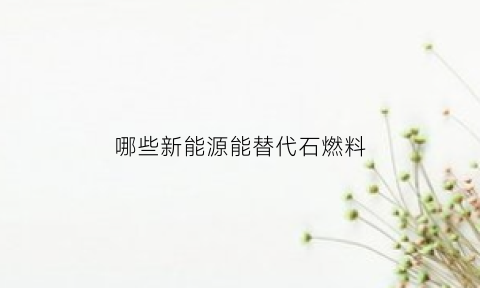 哪些新能源能替代石燃料(什么能源可以替代石油)