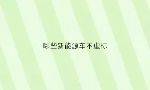 哪些新能源车不虚标