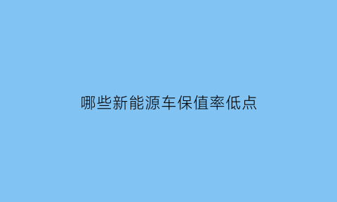 哪些新能源车保值率低点