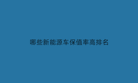 哪些新能源车保值率高排名