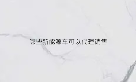 哪些新能源车可以代理销售