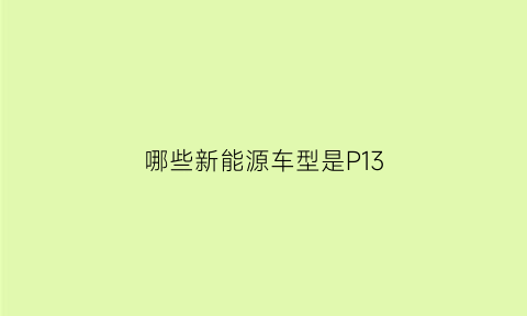 哪些新能源车型是P13(哪些新能源车型是p135)