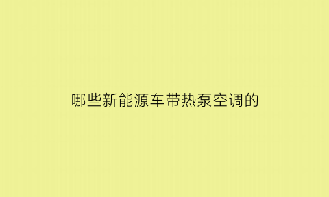 哪些新能源车带热泵空调的