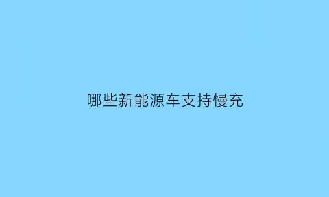 哪些新能源车支持慢充