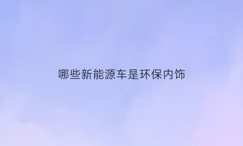 哪些新能源车是环保内饰