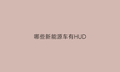 哪些新能源车有HUD