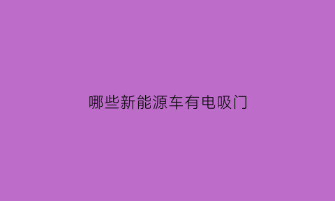 哪些新能源车有电吸门