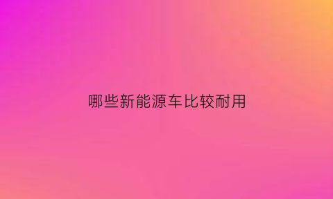 哪些新能源车比较耐用