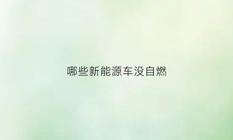 哪些新能源车没自燃