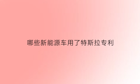 哪些新能源车用了特斯拉专利