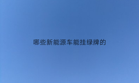 哪些新能源车能挂绿牌的