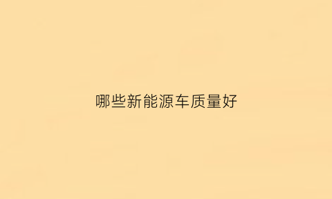 哪些新能源车质量好