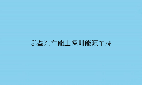 哪些汽车能上深圳能源车牌