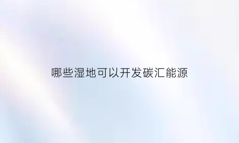 哪些湿地可以开发碳汇能源