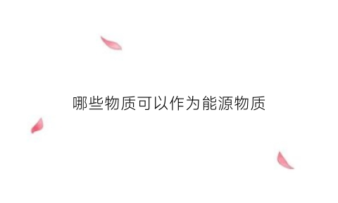 哪些物质可以作为能源物质