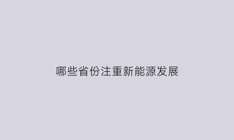 哪些省份注重新能源发展