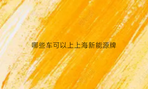 哪些车可以上上海新能源牌(哪些车可以上上海新能源牌照)