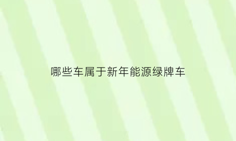 哪些车属于新年能源绿牌车