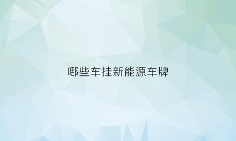 哪些车挂新能源车牌