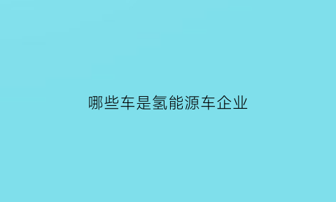 哪些车是氢能源车企业(哪些车是氢能源车企业生产的)