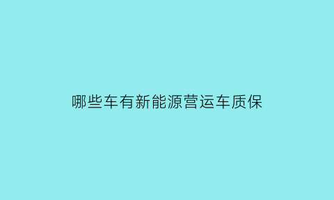 哪些车有新能源营运车质保