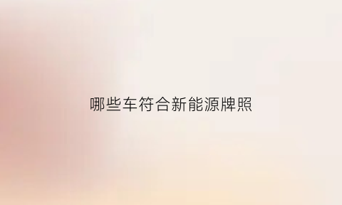 哪些车符合新能源牌照(什么车可以上新能源牌照看完你全都明白了)