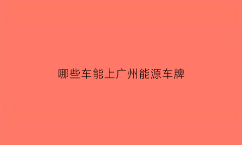 哪些车能上广州能源车牌