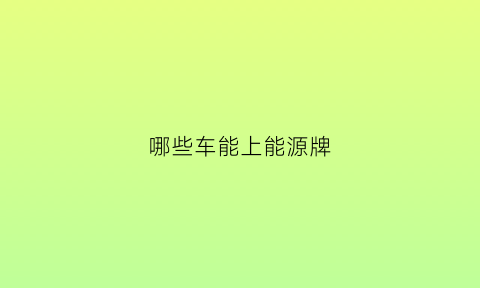 哪些车能上能源牌