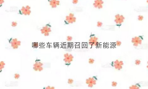 哪些车辆近期召回了新能源