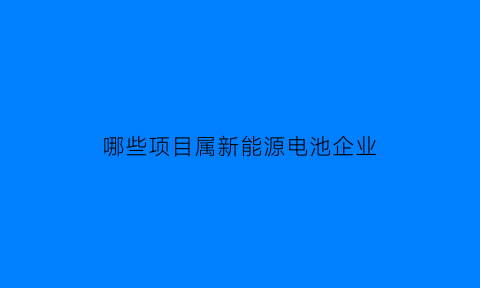 哪些项目属新能源电池企业(新能源电池行业细分)