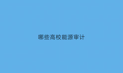 哪些高校能源审计