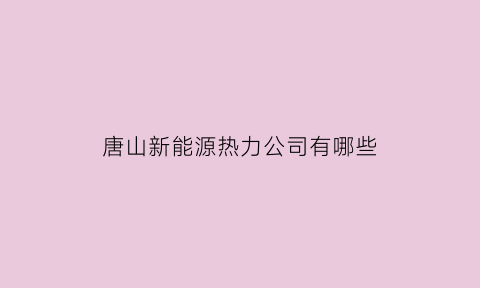 唐山新能源热力公司有哪些