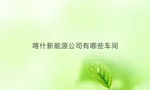 喀什新能源公司有哪些车间