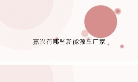 嘉兴有哪些新能源车厂家