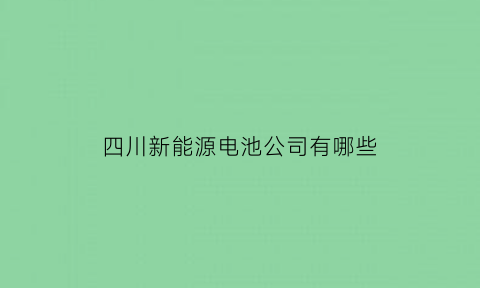 四川新能源电池公司有哪些