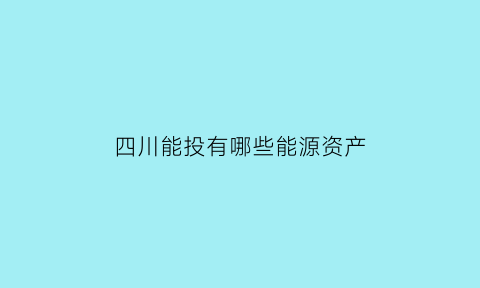 四川能投有哪些能源资产