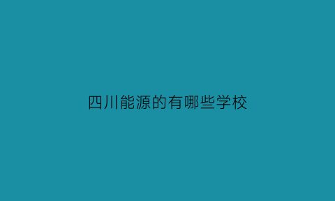 四川能源的有哪些学校