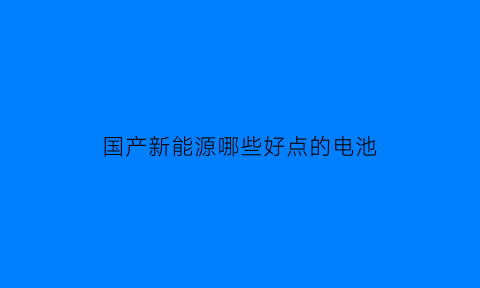 国产新能源哪些好点的电池