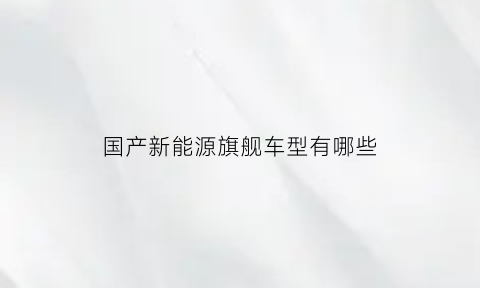 国产新能源旗舰车型有哪些