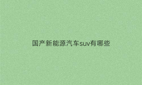 国产新能源汽车suv有哪些(国产新能源轿车有哪些比较好的)