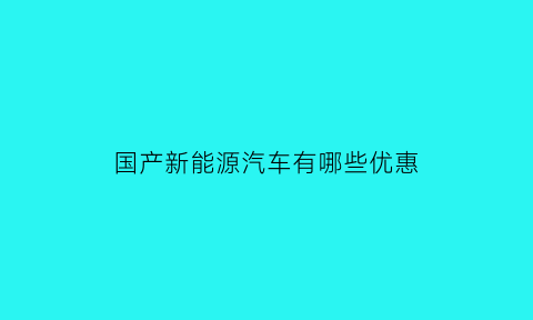 国产新能源汽车有哪些优惠