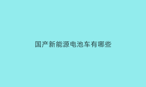 国产新能源电池车有哪些