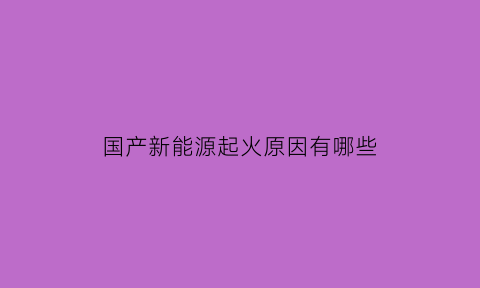 国产新能源起火原因有哪些(国产新能源起火原因有哪些方面)