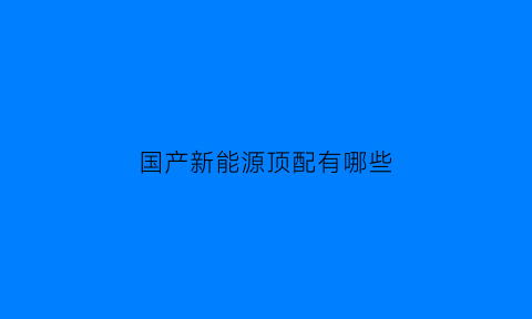 国产新能源顶配有哪些(国产新能源车性价比排行榜)